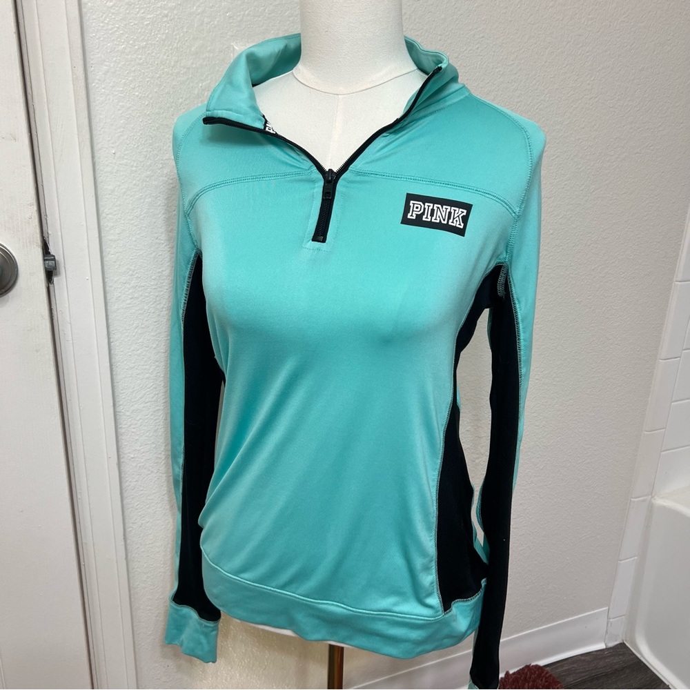 Victoria’s Secret Pink turquoise blue black active athletic pullover jacket gym